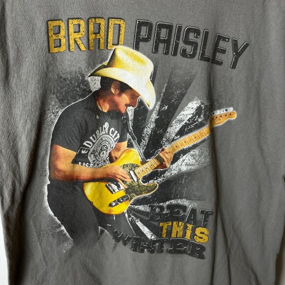 2014 Brad Paisley Beat This Winter Tour T-Shirt Large Gray Vintage Country Music - Picture 4 of 16